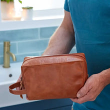 Load image into Gallery viewer, Brown and Black Leather Wash Bag