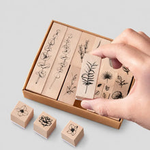 Load image into Gallery viewer, Vintage Botanical Wooden Stamp Set