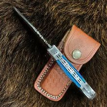 Load image into Gallery viewer, Pocket Knife Dyed Blue Bone 6.5-TF-010B