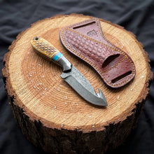 Load image into Gallery viewer, Amber Turquoise Gut-Hook Knife TIK-009