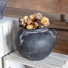 Load image into Gallery viewer, Black Round Terracotta Vase W/Handles