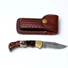 Load image into Gallery viewer, Pocket Knife Walnut Wood & Stag 6.5'' TF-019