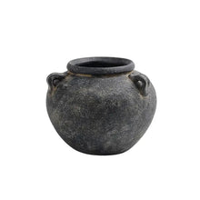 Load image into Gallery viewer, Black Round Terracotta Vase W/Handles