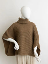 Load image into Gallery viewer, Turtleneck Ribbed Knit Poncho