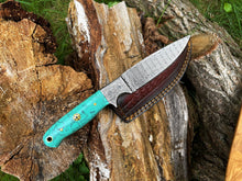 Load image into Gallery viewer, CUSTOM HANDMADE FORGED DAMASCUS STEEL HUNTING KNIFE BLADE WI