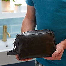 Load image into Gallery viewer, Brown and Black Leather Wash Bag