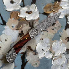 Load image into Gallery viewer, Pocket Knife Walnut Wood 6.5'' Damascus Steel Knife Steel