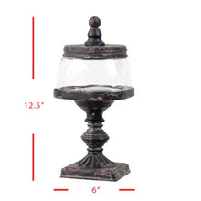 Load image into Gallery viewer, Jar W/Black Distressed Vintage Finial Stand