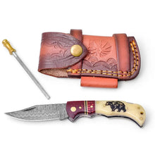 Load image into Gallery viewer, Bear Engraved Folding Knife- TF-122