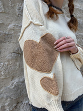 Load image into Gallery viewer, Round Neck Heart Patched Loose Fit Sweater