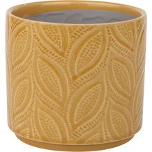 Load image into Gallery viewer, Leaf Pattern Ceramic Pot - Deep Mustard