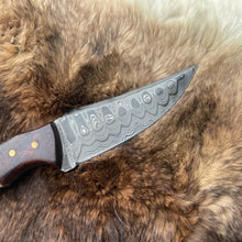 Load image into Gallery viewer, Damascus Steel Rosewood Stag Skinner Knife