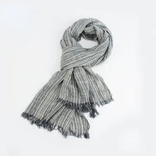 Load image into Gallery viewer, Elegant Stripe Cotton Long Scarf
