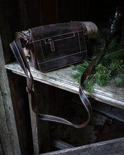 Load image into Gallery viewer, Leather Crossbody Shoulder Bag/Compact Model/Dk Brown