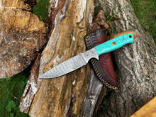 Load image into Gallery viewer, CUSTOM HANDMADE FORGED DAMASCUS STEEL HUNTING KNIFE BLADE WI