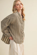 Load image into Gallery viewer, Ruffle Placket Blouson Sleeve Blouse-Olive
