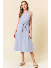 Load image into Gallery viewer, Cotton Twill V-Neck  Button Down Dress
