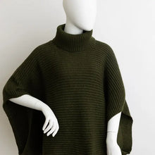 Load image into Gallery viewer, Turtleneck Ribbed Knit Poncho
