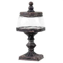 Load image into Gallery viewer, Jar W/Black Distressed  Vintage Finial Stand
