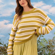 Load image into Gallery viewer, Striped Eyelet Knit Pullover
