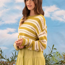 Load image into Gallery viewer, Striped Eyelet Knit Pullover
