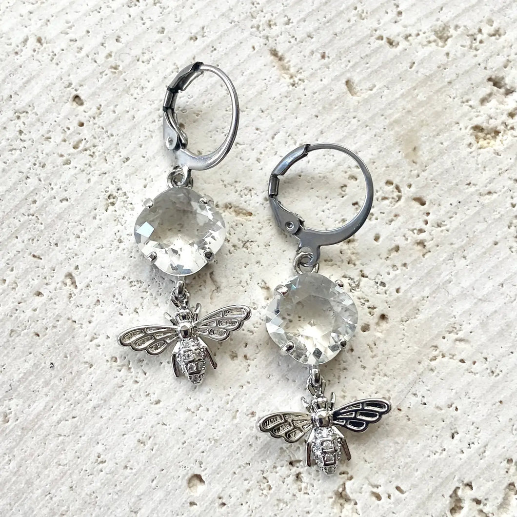 Silver Bee Earrings