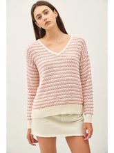 Load image into Gallery viewer, Taupe Striped Crochet Sweater
