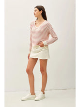 Load image into Gallery viewer, Taupe Striped Crochet Sweater
