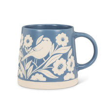 Load image into Gallery viewer, Wide Base Mug with Leaves &amp; Birds
