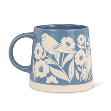 Load image into Gallery viewer, Wide Base Mug with Leaves &amp; Birds
