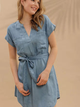Load image into Gallery viewer, Belted  Cuff Sleeve Shirt Dress
