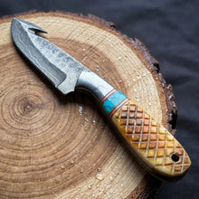Load image into Gallery viewer, Amber Turquoise  Gut-Hook  Knife TIK-009
