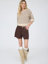 Load image into Gallery viewer, Stripe Drop Shoulder Raw Edge Sweater
