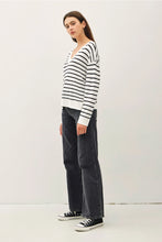 Load image into Gallery viewer, Striped V-Neck Lightweight Sweater (Black)
