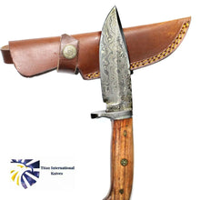 Load image into Gallery viewer, Damascus Camp/ Hunting Knife / Rose Wood Handle
