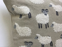 Load image into Gallery viewer, Pillow Applique/Embo 16" Sheep Flock Sand
