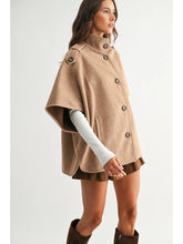 Load image into Gallery viewer, Wool-Blend Buttoned Cape Jacket

