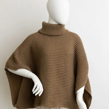 Load image into Gallery viewer, Turtleneck Ribbed Knit Poncho
