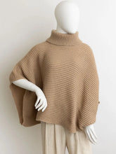 Load image into Gallery viewer, Turtleneck Ribbed Knit Poncho
