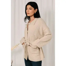 Load image into Gallery viewer, Belted Knit  Cardigan-Oatmeal

