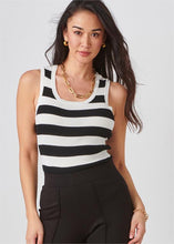 Load image into Gallery viewer, B&amp;W Stripped Knit Tank Top
