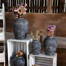 Load image into Gallery viewer, Black Round Terracotta Vase W/Handles
