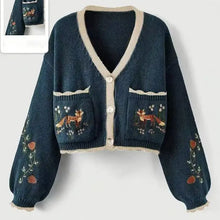 Load image into Gallery viewer, Fox Motif Cropped Cardigan
