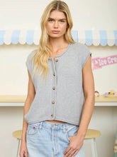 Load image into Gallery viewer, Raw Edge Sleeveless  Cardigan( Grey)
