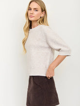 Load image into Gallery viewer, Heathered Contrast Trim Short Sleeve Knit Sweater
