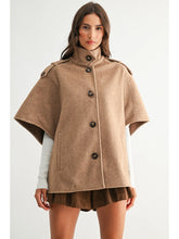 Load image into Gallery viewer, Wool-Blend Buttoned Cape Jacket
