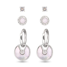 Load image into Gallery viewer, Silver MOP &amp; CZ Earrings
