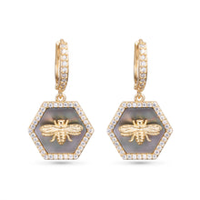 Load image into Gallery viewer, Gold MOP &amp; CZ Earrings
