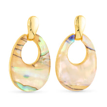 Load image into Gallery viewer, Gold Tan Abalone Earrings
