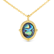 Load image into Gallery viewer, Gold Blue Abalone Necklace
